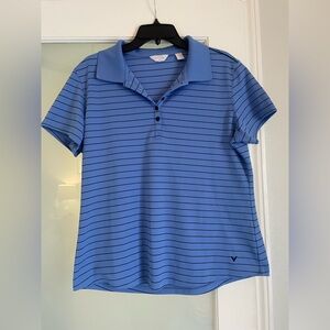 Callaway Men's Blue Striped Short Sleeve Golf Polo Shirt Size Medium